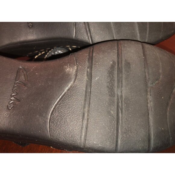 Clarks Womens Black Leather Strappy Slide Sandals With Stitch Detailing Size 7.5 - Picture 15 of 16